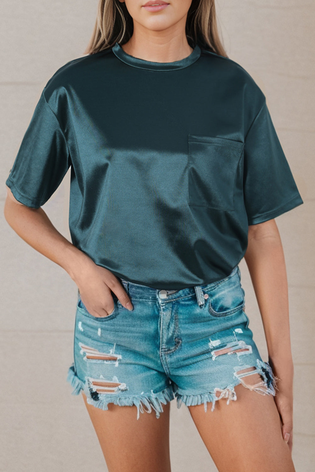 Round Neck Dropped Shoulder Top